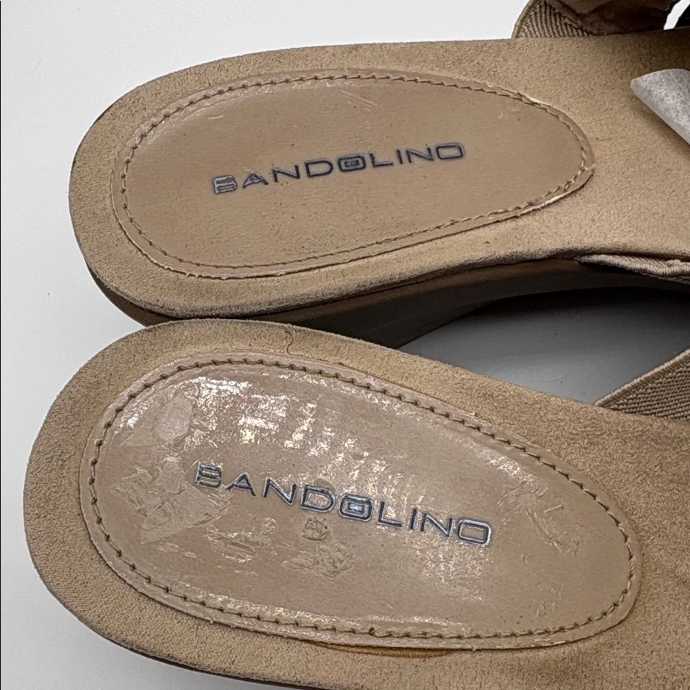 Bandolino Donovan Tan and Snakeskin Slide Sandals, Size 9M